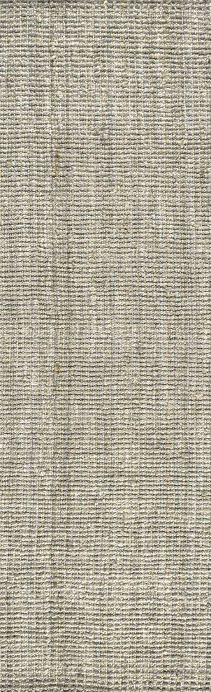 Pata Hand Woven Chunky Jute Gray 2'x16' Runner Rug