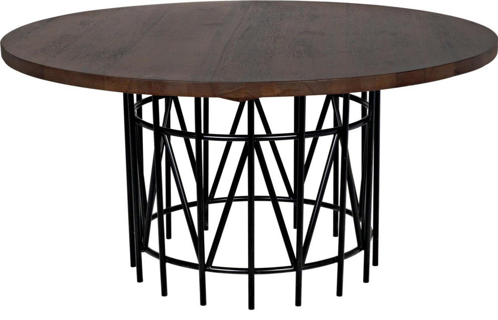 Silberman Walnut And Steel Dining Table