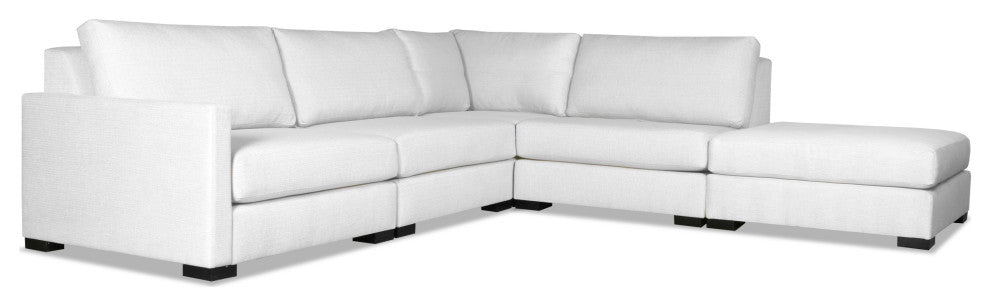 Nativa Interiors Chester Sectional WithOttoman, Off White, 5 Pieces, Design: But