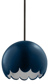 Radiance Scallop Pendant, Midnight Sky, Matte Black, Rigid Stem, E26