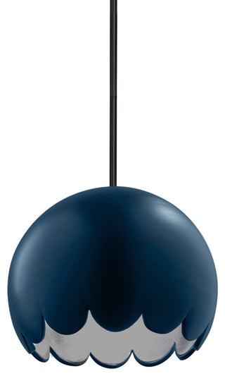 Radiance Scallop Pendant, Midnight Sky, Matte Black, Rigid Stem, E26
