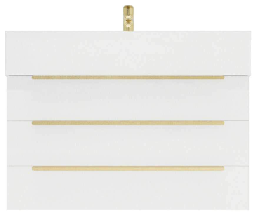 Madison 30" Wall Mounted Vanity with Reinforced Acrylic Sink, High Gloss White