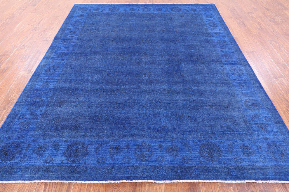 8' 1" X 9' 7" Handmade Full Pile Overdyed Wool Rug - Q12711