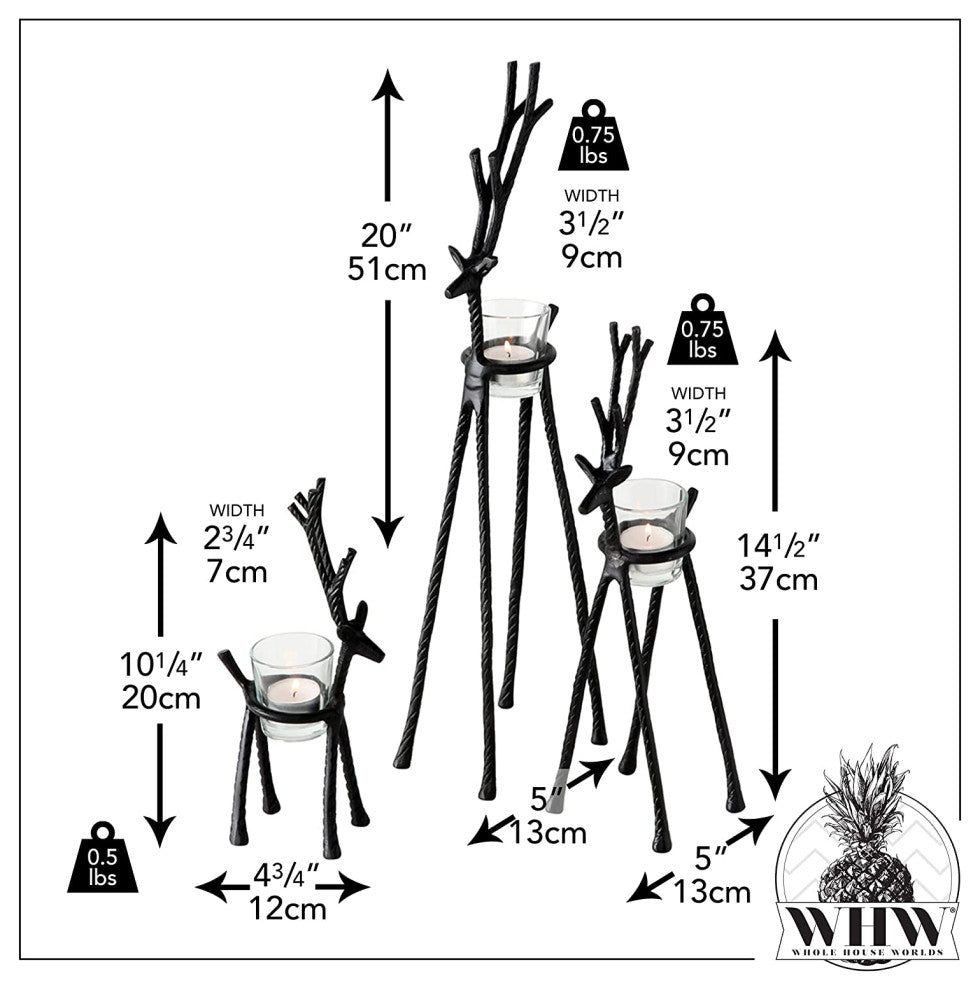 3 Piece Alpine Deer Tea Light Holders