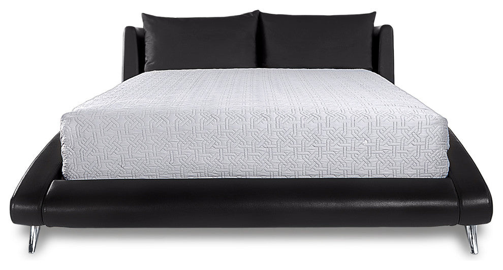 Cadillac King Black Leather Platform Bed by Zuri Furniture