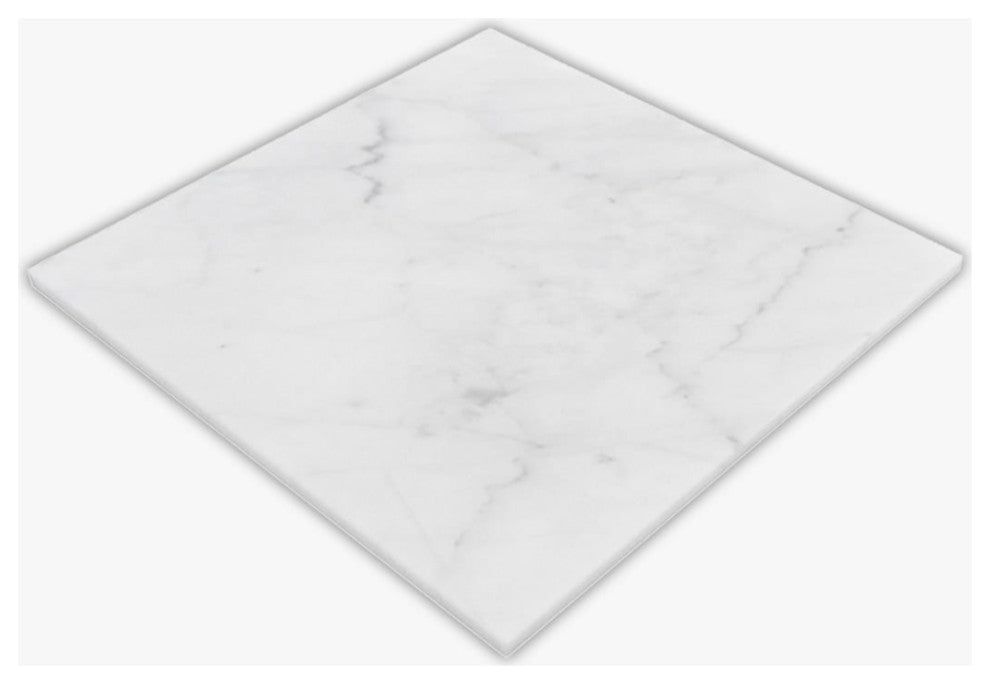 White Carrara Polished 18x18 Marble Tile