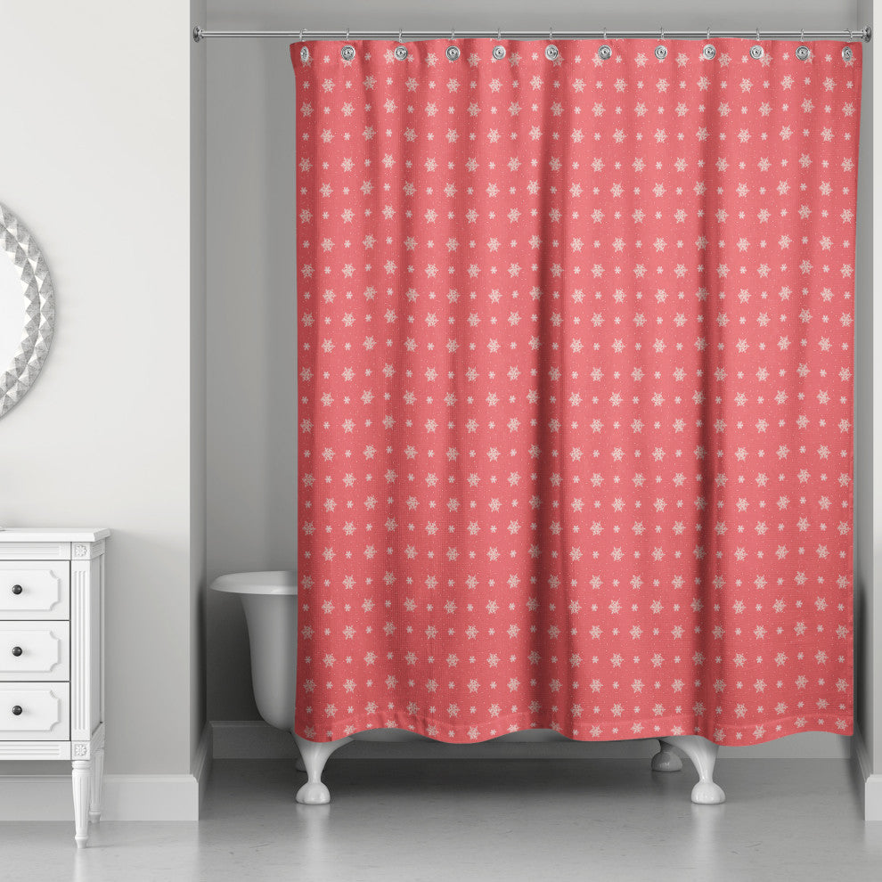 Red Snowflake Pattern 5 71x74 Shower Curtain