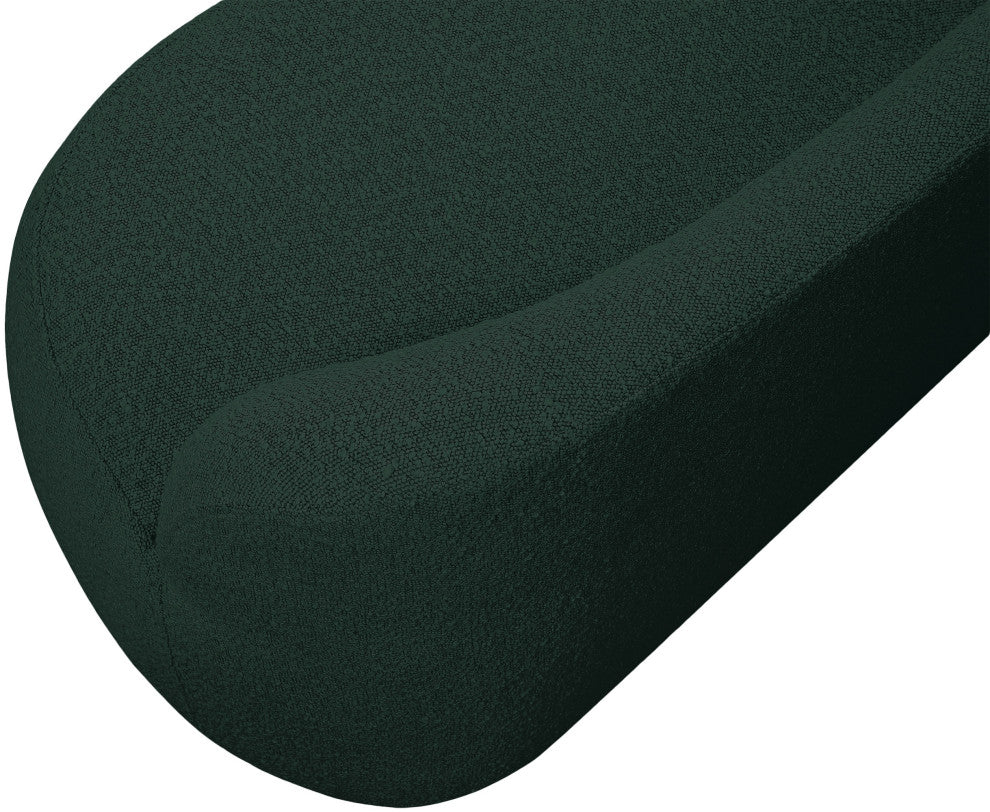 Flair Boucle Fabric Upholstered Bench, Green