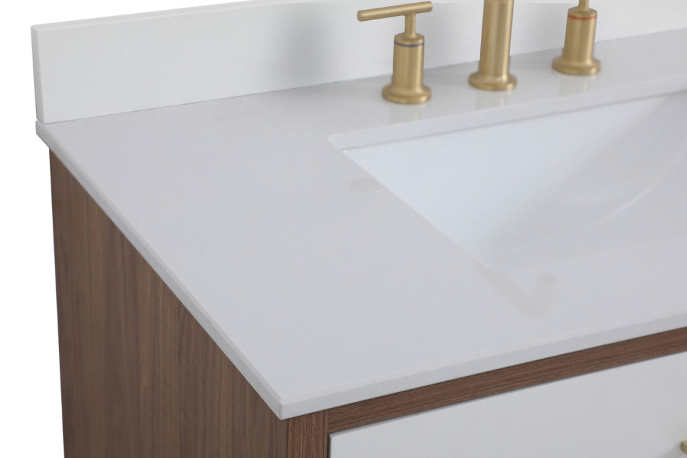 Bella 36" Bathroom Vanity, White With Backsplash
