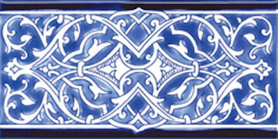 3.94"x7.87" Nozha Bleu Border Tile, Set Of 10
