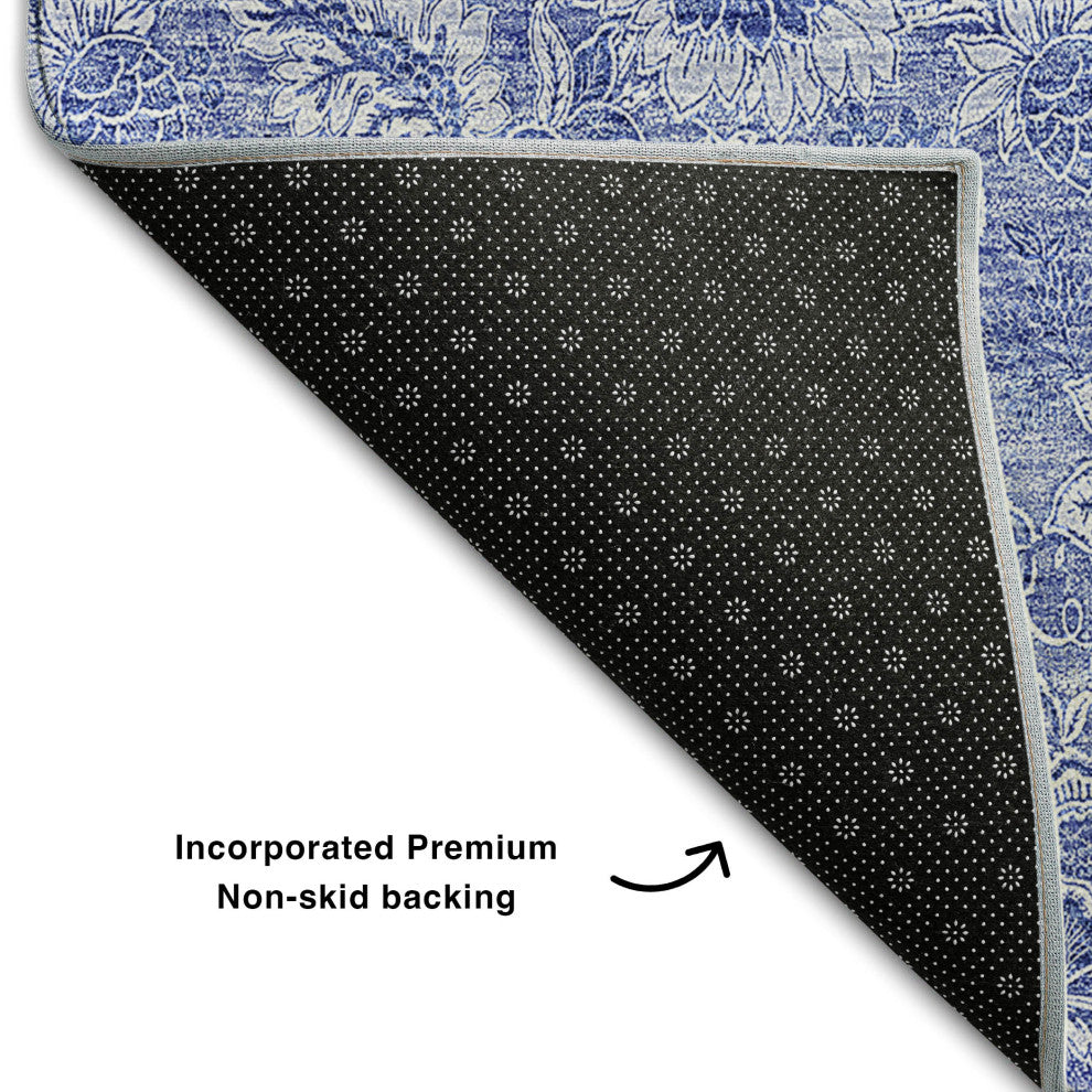 Premium Machine Washable Mayfield AMF662 Denim 2'3" x 7'6" Runner Rug