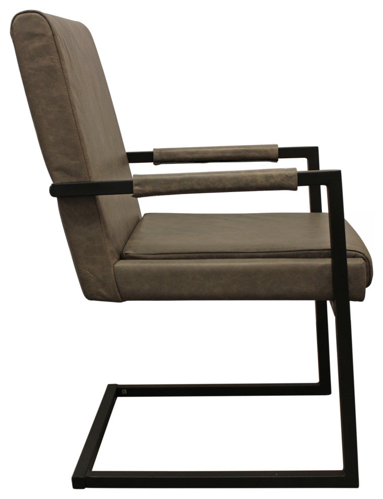 Anaheim 63" 5-Piece Dining Set, 4 Gray Leather Arm Chairs