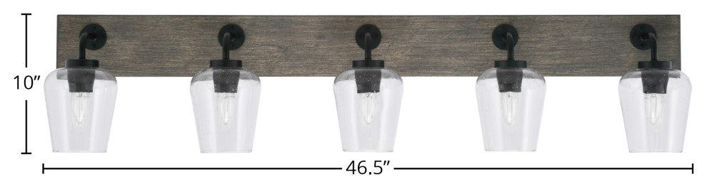 Oxbridge Bath Bar, Matte Black & Painted Distressed Metal, 5" Clear Bubble