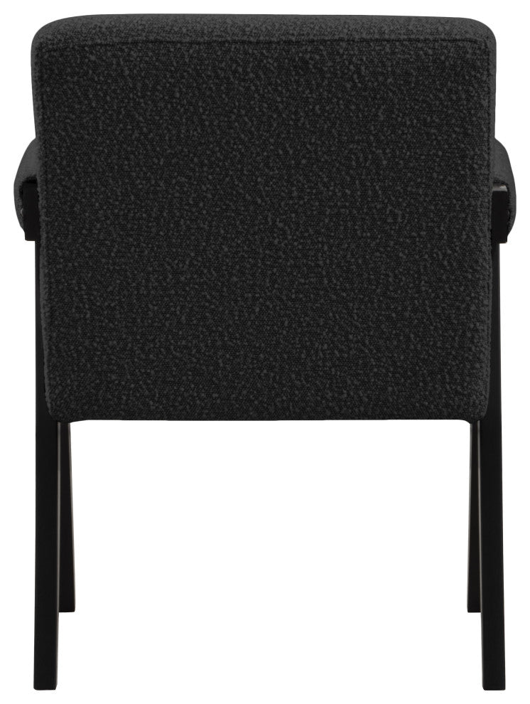 Woodloch Boucle Fabric Upholstered Accent Chair, Black, Black Finish