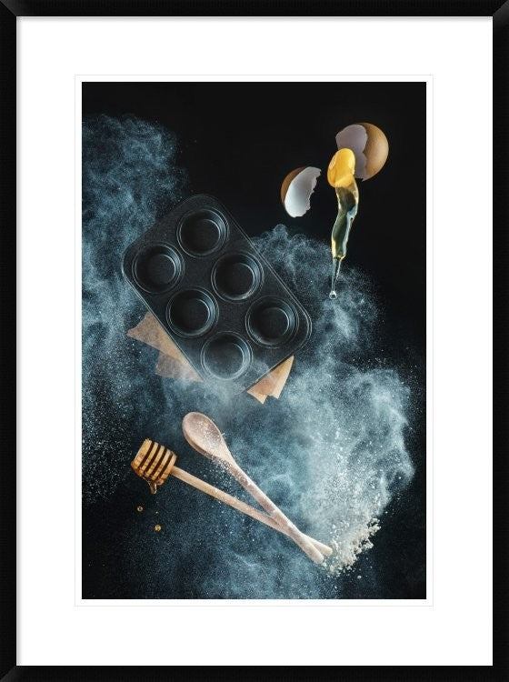 "Kitchen Mess: Honey Muffins" Framed Digital Print by Dina Belenko, 24x32"