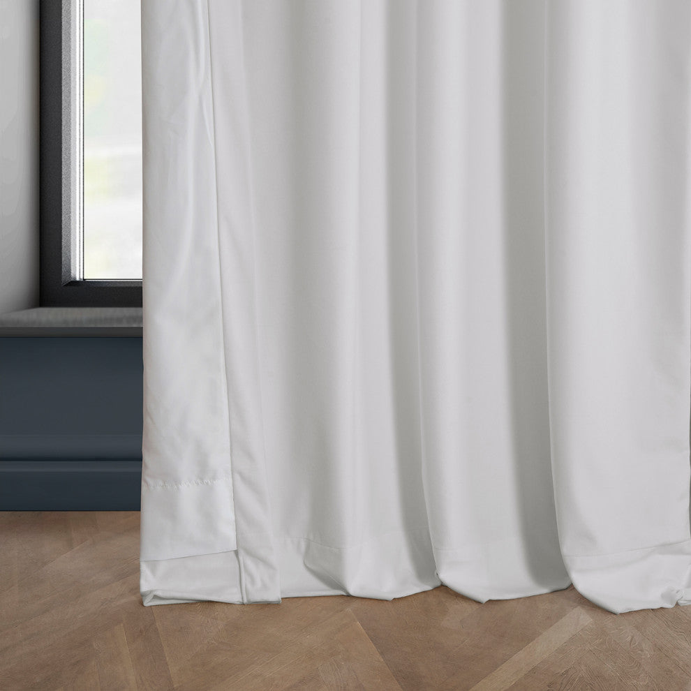 Heritage Plush Velvet Curtain Single Panel, Pillow White, 50"x96"