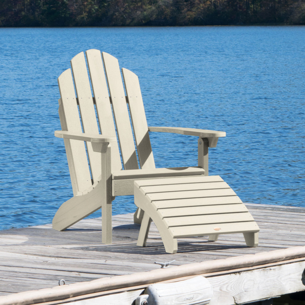 Westport Adirondack Chair With Ottoman, Whitewash