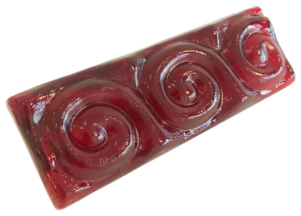 2x6 Snail Bar Hand Poured Glass Tile, Red