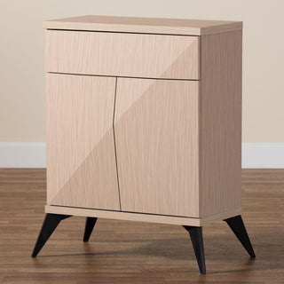 Modern Two-Tone Light Brown and Black Wood 2-Door Sideboard Buffet