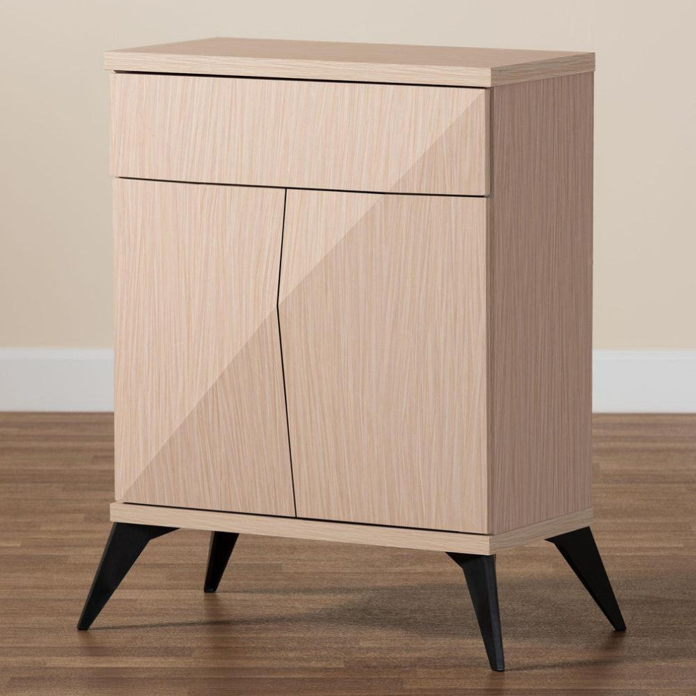 Modern Two-Tone Light Brown and Black Wood 2-Door Sideboard Buffet