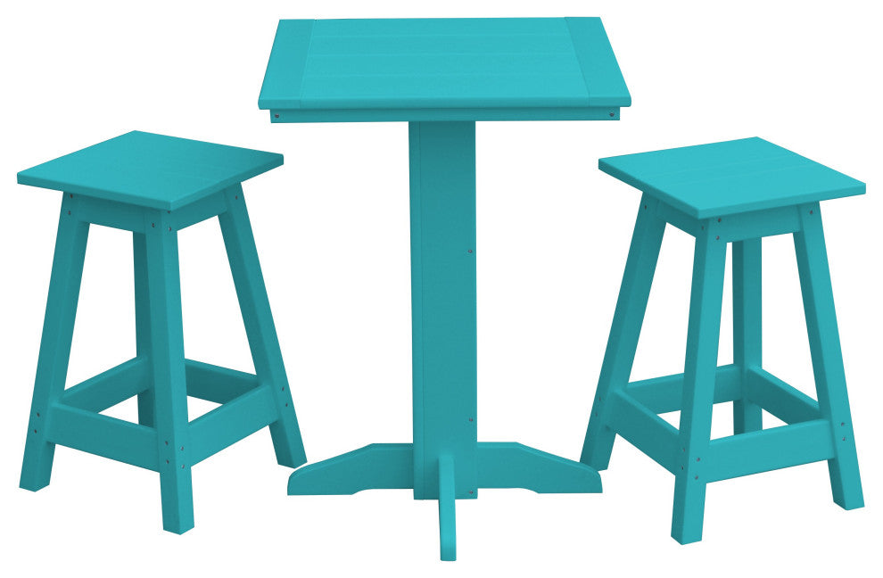Poly Lumber Bistro Set, Aruba Blue, Square