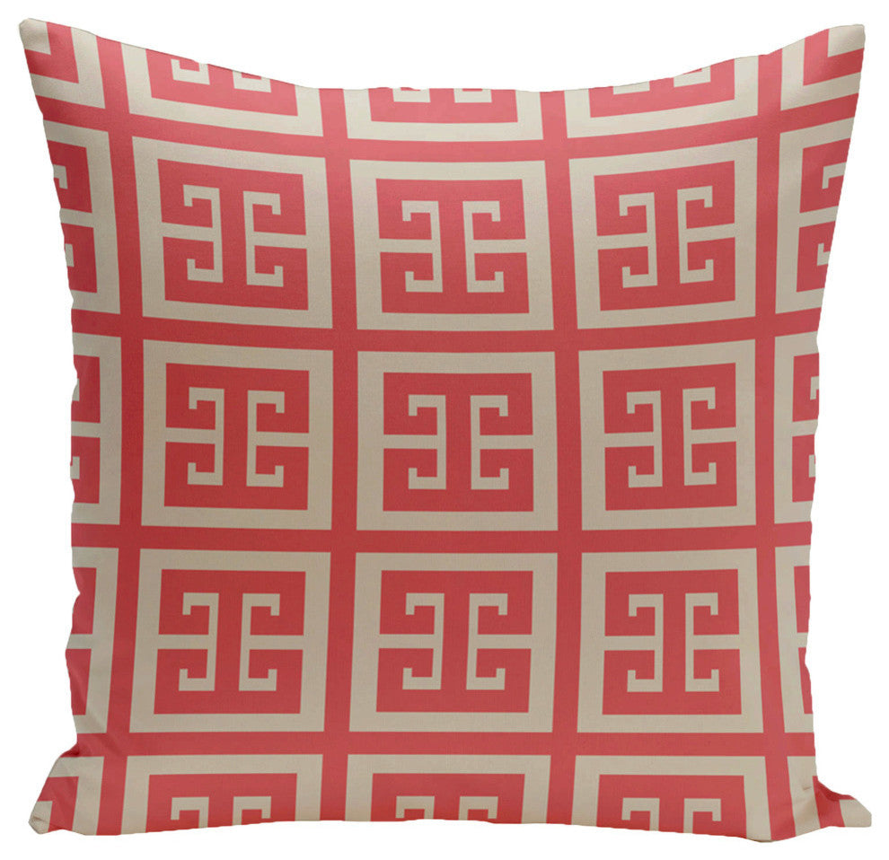 Geometric Decorative Pillow, Latte Coral, 16"x16"