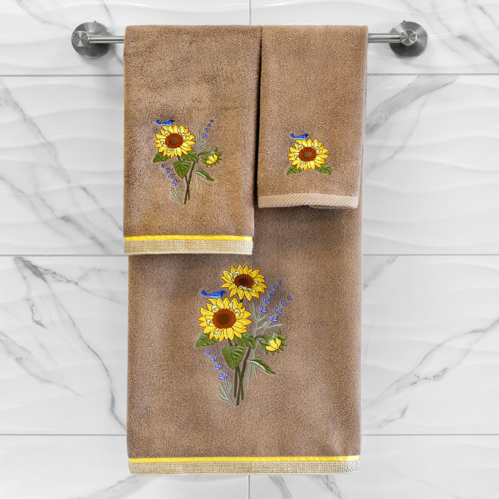 Linum Home Textiles 100% Turkish Cotton GIRASOL 4PC Embellished Towel Set