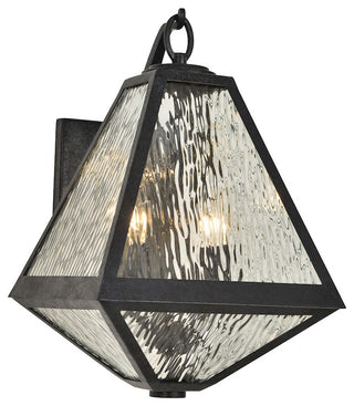 Crystorama GLA-9722-WT-BC, 2-Light Outdoor Wall Mount, Black Charcoal