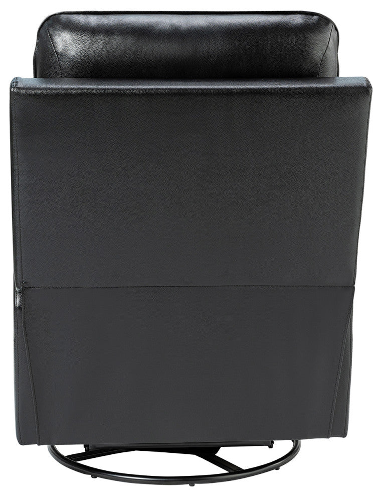Konradin Genuine Leather Swivel Rocking Manual Recliner Set of 2, Black