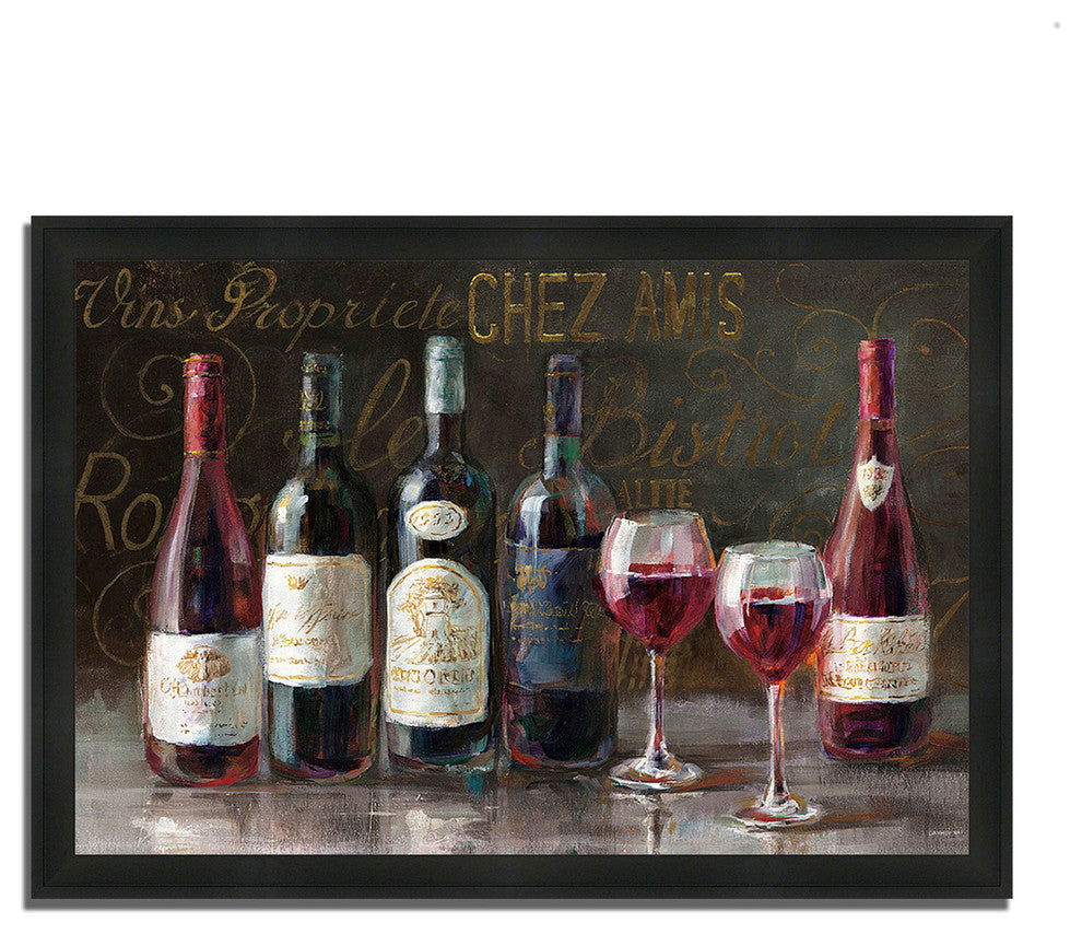 "Bistro Reds V2" By Danhui Nai, Framed Painting Print, Ready To Hang