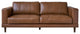Modern Sofa, Tapered Legs & Cushioned Genuine Leather Seat With Track Arms, Tan