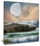 "Roaring Ocean Under Large Moon" Seascape Canvas Photo Print, 30"x40"