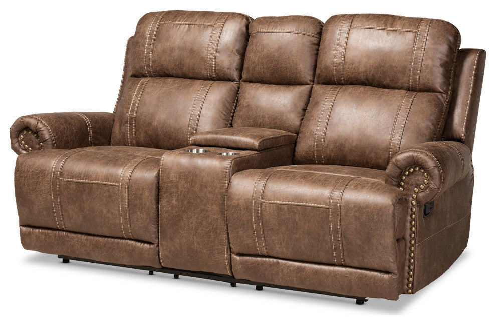 Buckley Light Brown Faux Leather Upholstered 3-Piece Reclining Living Room Set