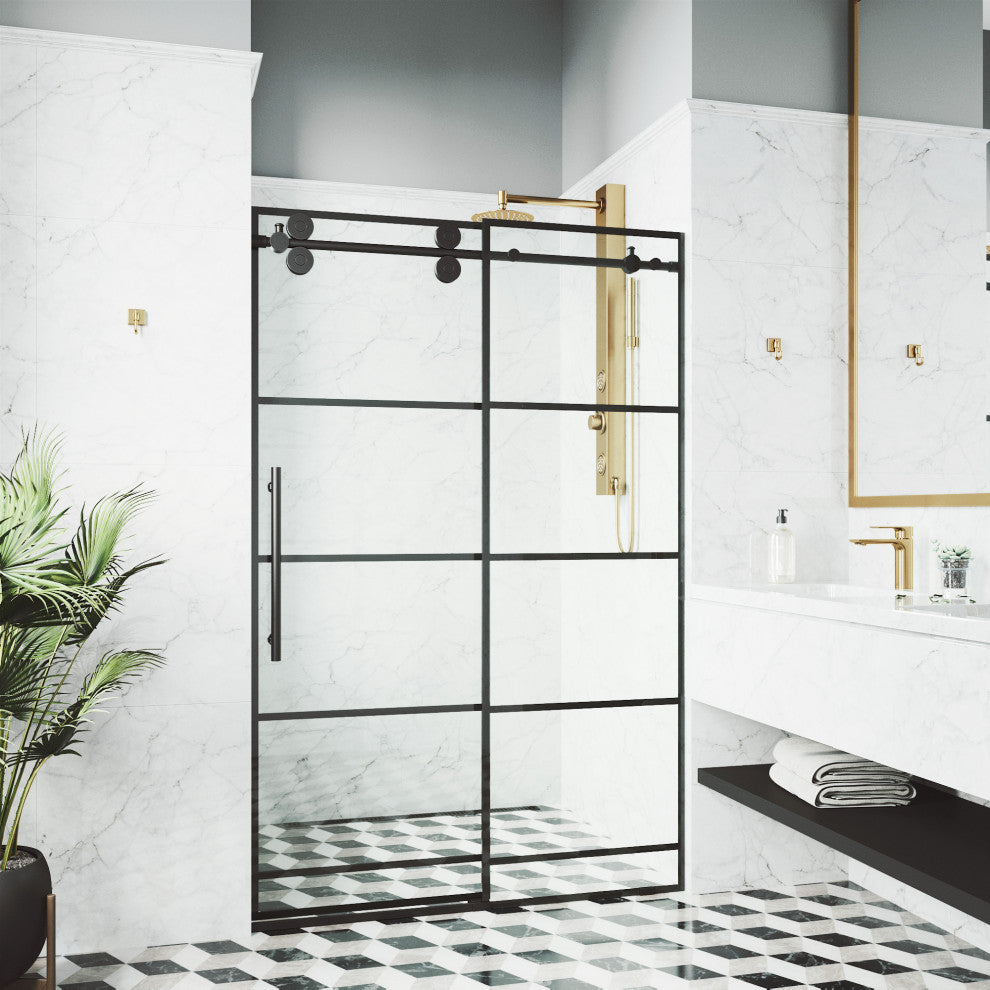 VIGO Elan 68" to 72" W x 74" H Frameless Sliding Shower Door in Matte Black
