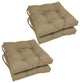 16" Solid Twill Square Tufted Chair Cushions, Set of 4, Brown