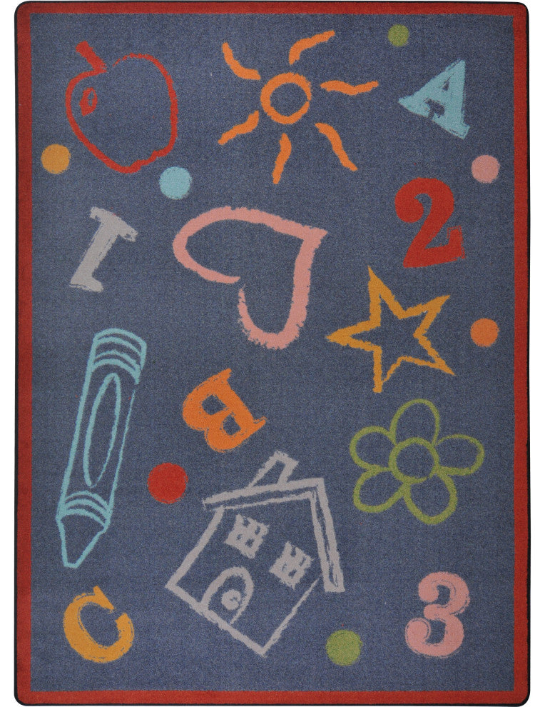 Playful Patterns Rug, Kid's Art, Chalkdust, 3'10"x5'4"