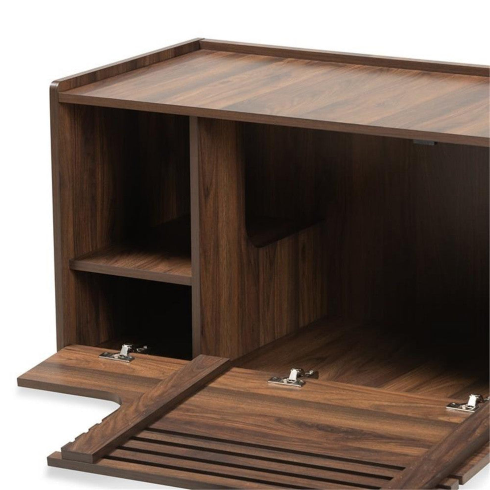 Baxton Studio Claire Walnut Brown Finished Cat Litter Box Cover House