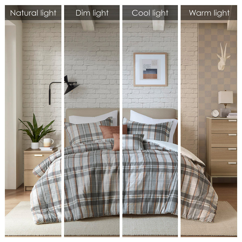 Intelligent Design Blake Plaid Comforter Set, Tan/Gray
