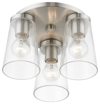 Cityview 3 Light Brushed Nickel Large Flush Mount