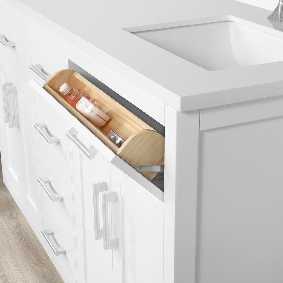 Ove Decors Bailey 60" Double Sink Vanity, White With Nickel Hardware