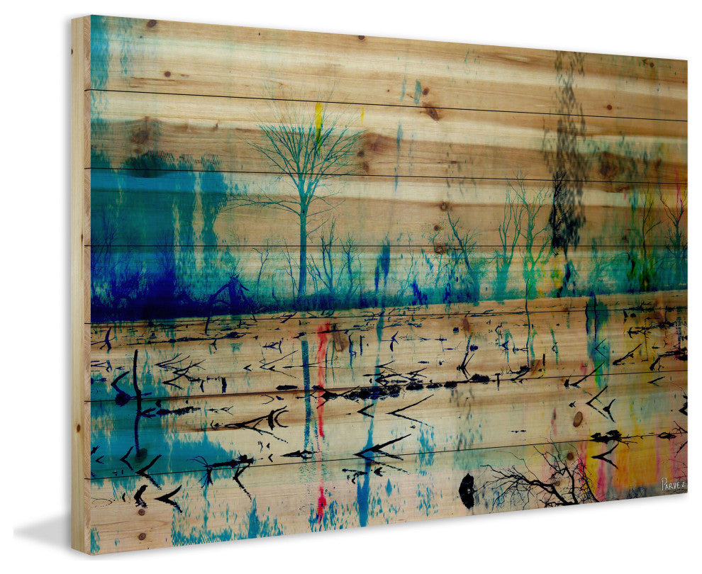 "Morrison Lake" UV Ink Print on Natural Pine Wood, 36"x24"