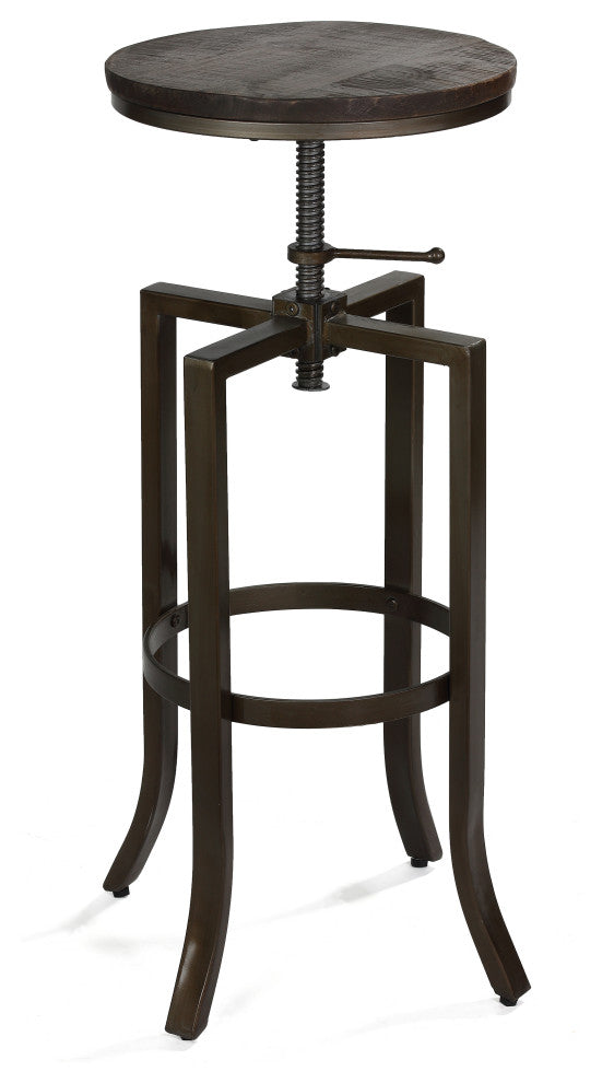 Bare Decor Dartanyan Solid Wood Adjustable Height Counter Stool, Brown 14" Seat