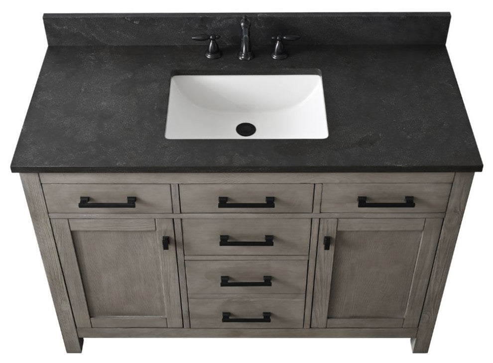 Jasper 48" Bathroom Vanity, Textured Gray, Blue Limestone