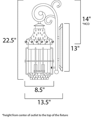 Maxim 30084 Nantucket 23" Tall 3 Light Wall Sconce - Country Forge / Seedy