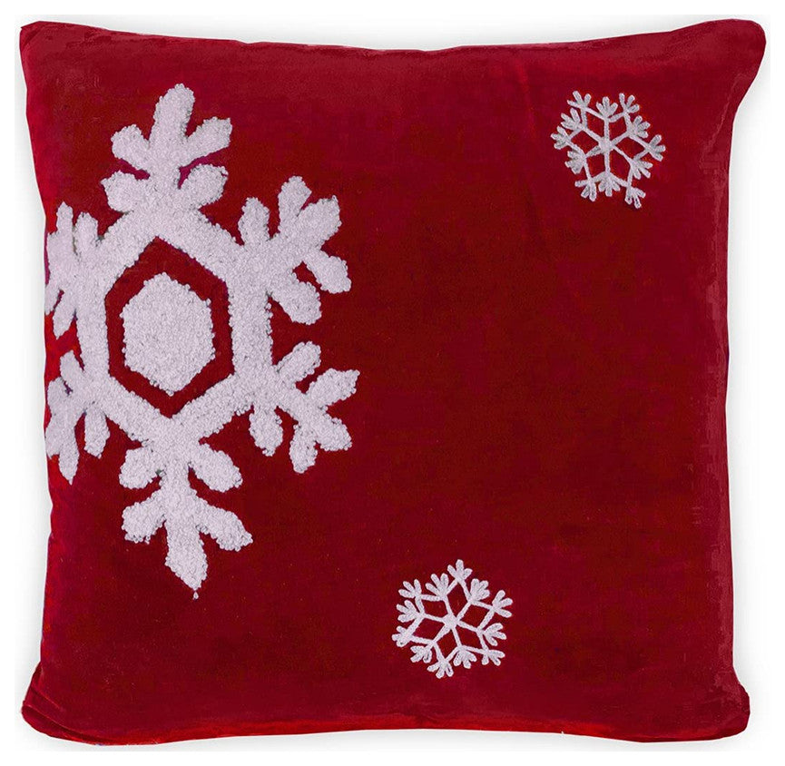 Dancing Snowflakes 18" Artisanal Decorative Throw Pillow Cover, Snow Pattern