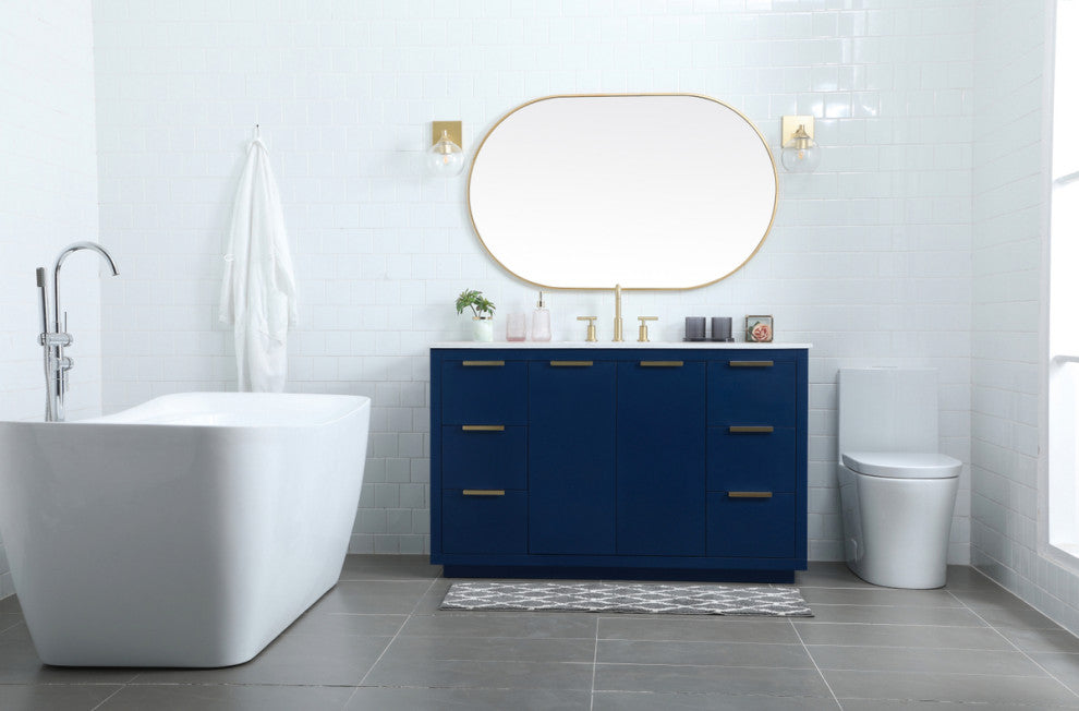 Bethany Single Bathroom Vanity, Blue, 54"