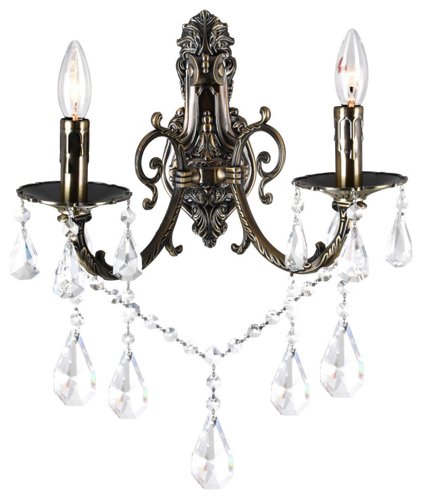 CWI Lighting Brass 2 Light Wall Sconce, With Antique Brass Finish