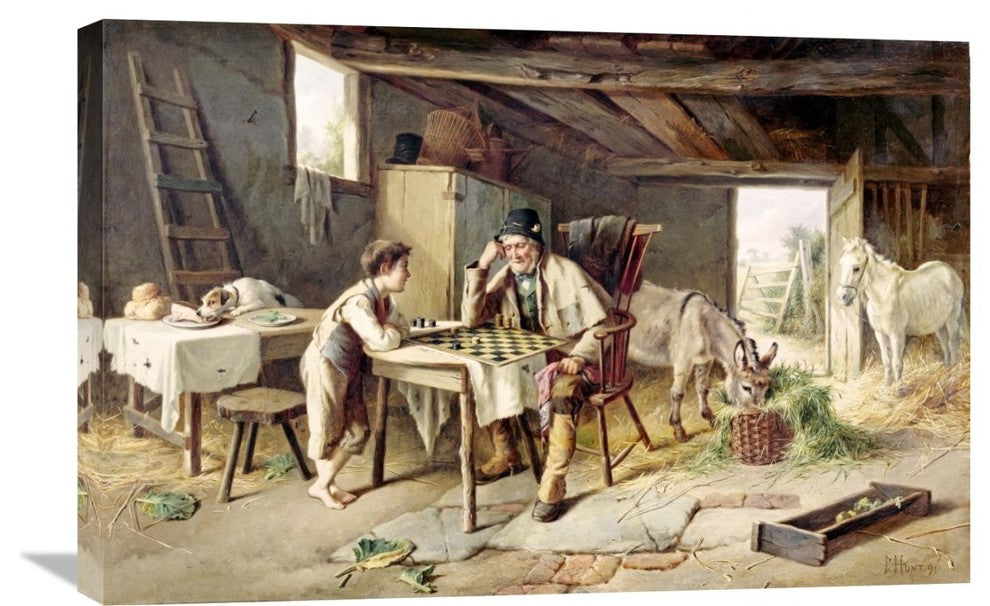 "Game of Draughts" Stretched Canvas Giclee by Charles Hunt, 30"x20"