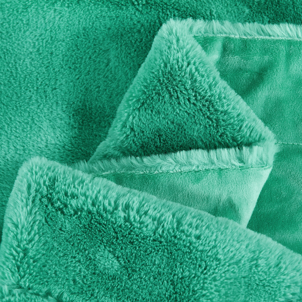 Fox Faux Fur Throw Blanket, Blue Turquoise, 60''x80''
