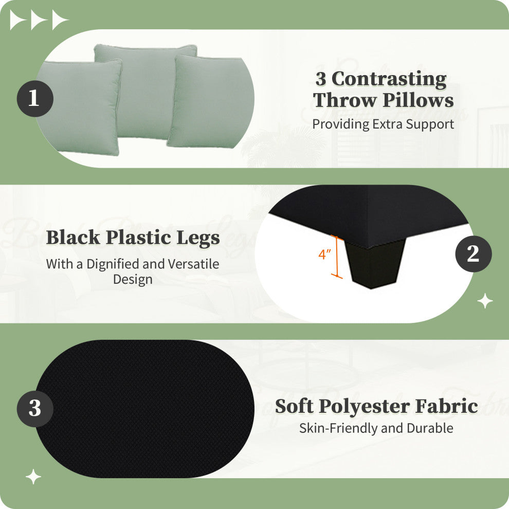 7-Seat Fabric Modular Sectional Sofa Couch Set with Ottoman and Pillows, Black